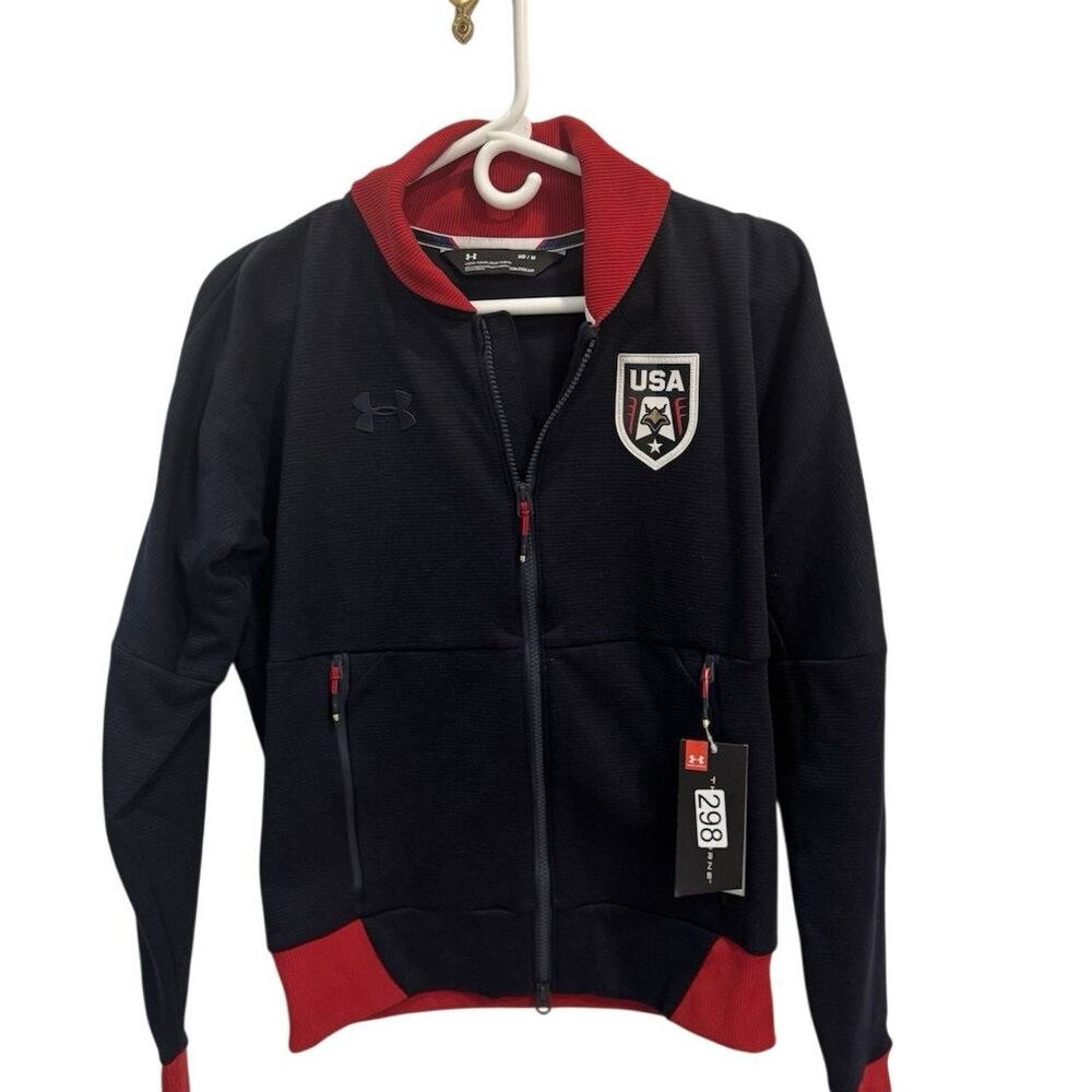 Under Armour Threadborne USA Women’s M Coldgear Full Zip Jacket Blue Red White